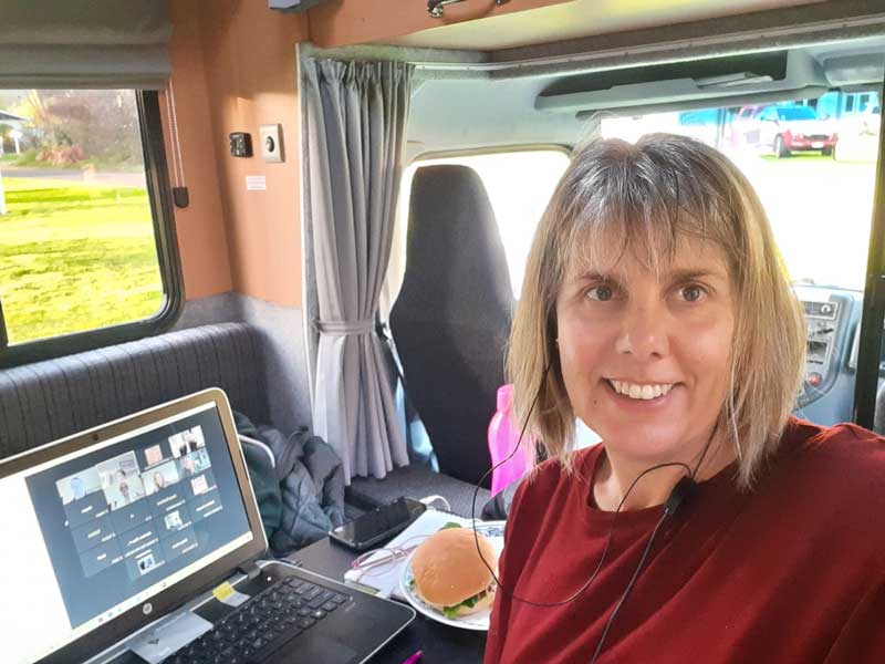 Aspiring Whitianga Digital Marketer Kat in campervan